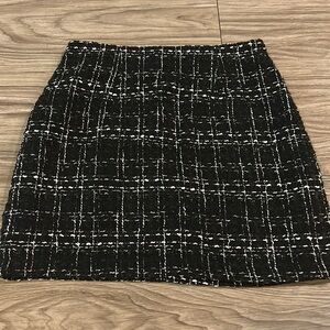 Black tweed high waist pencil skirt